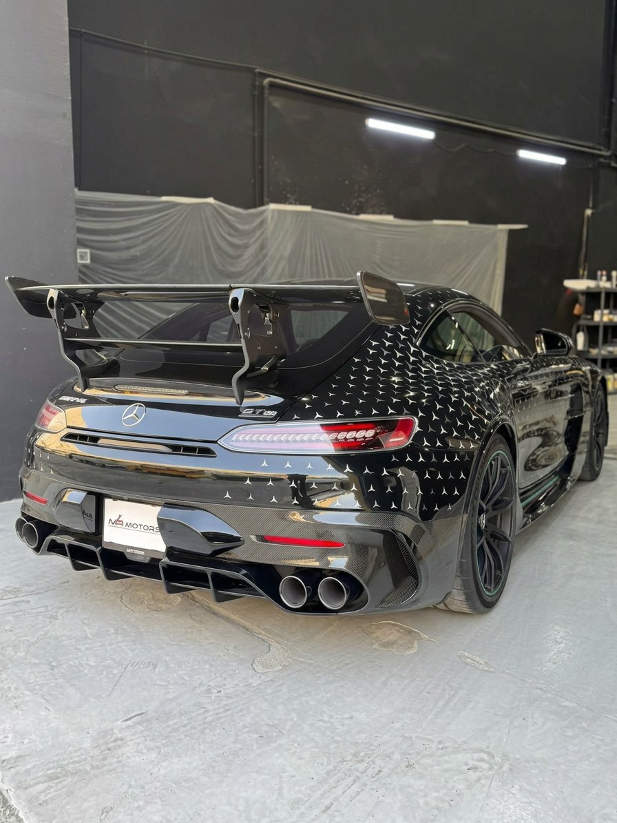 Mercedes-AMG GT Black Series rear wing and carbon diffuser detail at BRITFIX Dubai