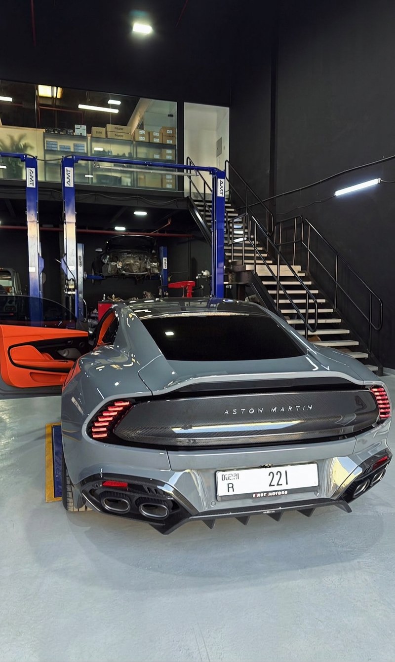 Aston Martin Vantage in the BRITFIX Dubai service centre